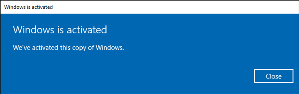 Windows activated สำเร็จ