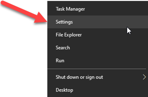 คลิกขวาที่ Start แล้วเปิด Settings